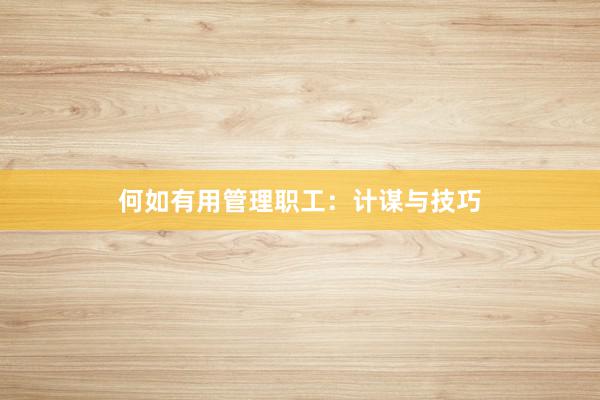 何如有用管理职工：计谋与技巧